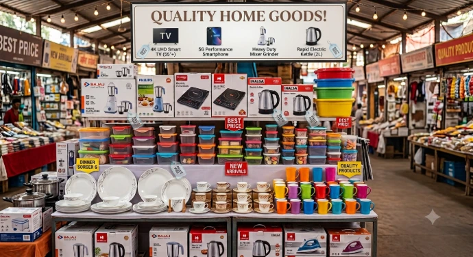 Electronics and some plastic bottles and parts and dinner sets